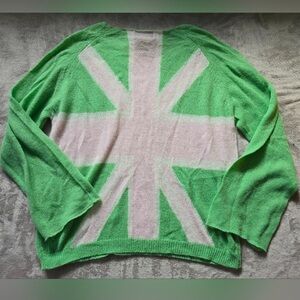 Wildfox Green and Pink Crew Neck Sweater